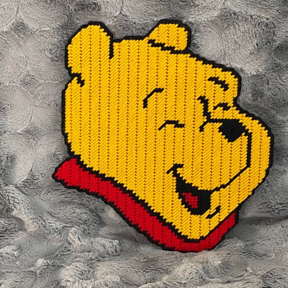 Handcrafted Winnie The Pooh Bear Smiling Face Needlework Wall Hanging
